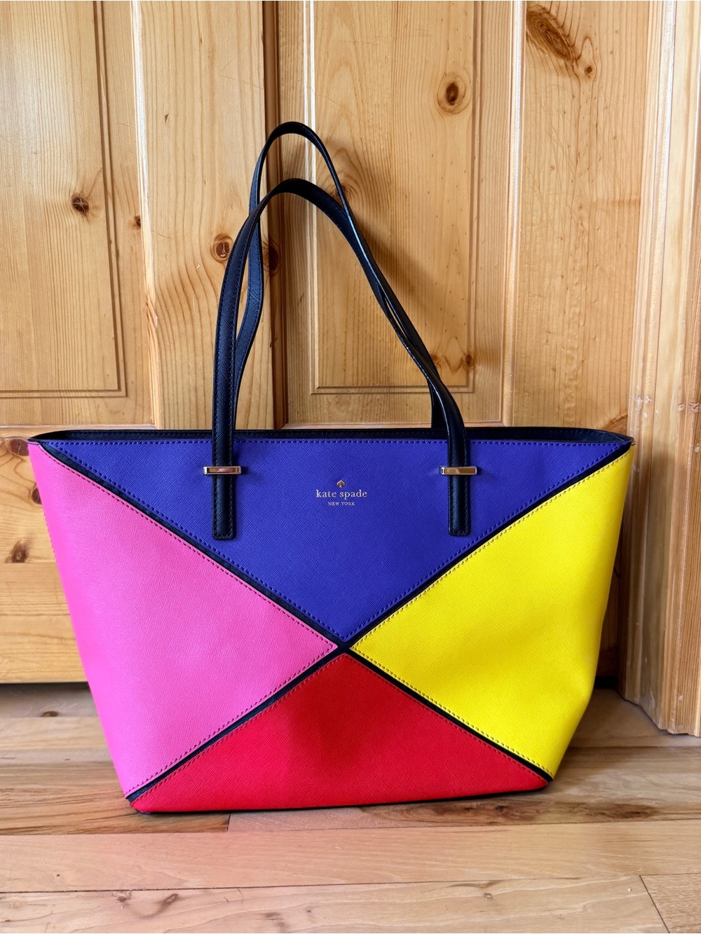 Kate Spade New York Leather Colorblock Geometric Tote Beautiful Bag EXCELLENT